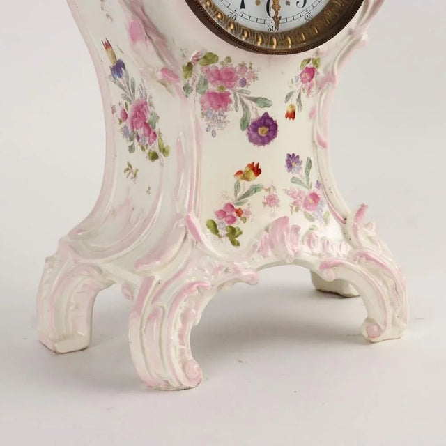 French Baroque Style Countertop Clock in Porcelain, 1800s For Sale - Image 6 of 13