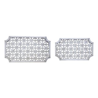 Woven Wood Wall Hanging (Set of 2) For Sale