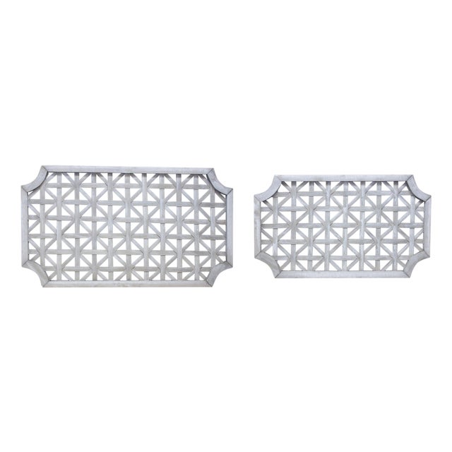 Woven Wood Wall Hanging (Set of 2) For Sale