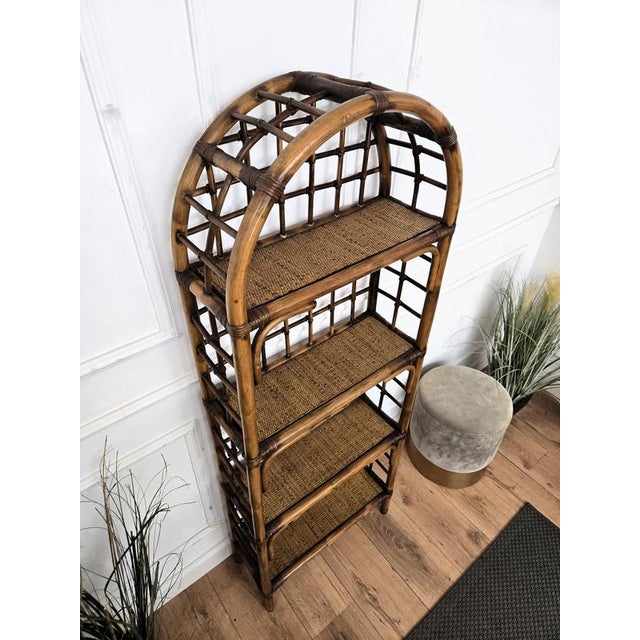 Italian Riviera Bamboo Rattan Bookcase, 1960s For Sale - Image 9 of 10