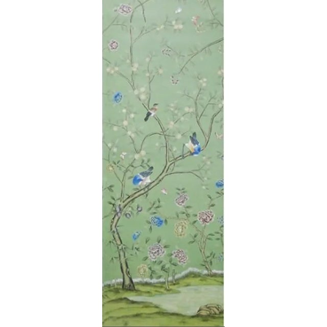 36" * H120"/Panel * 10ps, Emerald Green Chinoiserie Scenic Wallpaper - Set of 10 For Sale - Image 9 of 13
