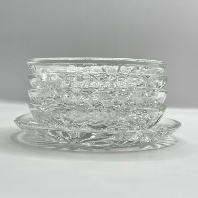 1960s 1960’s “Prescut” Pressed Glass Coaster Set- Four Drinks & One Wine Bottle - Set of 5 For Sale - Image 5 of 9