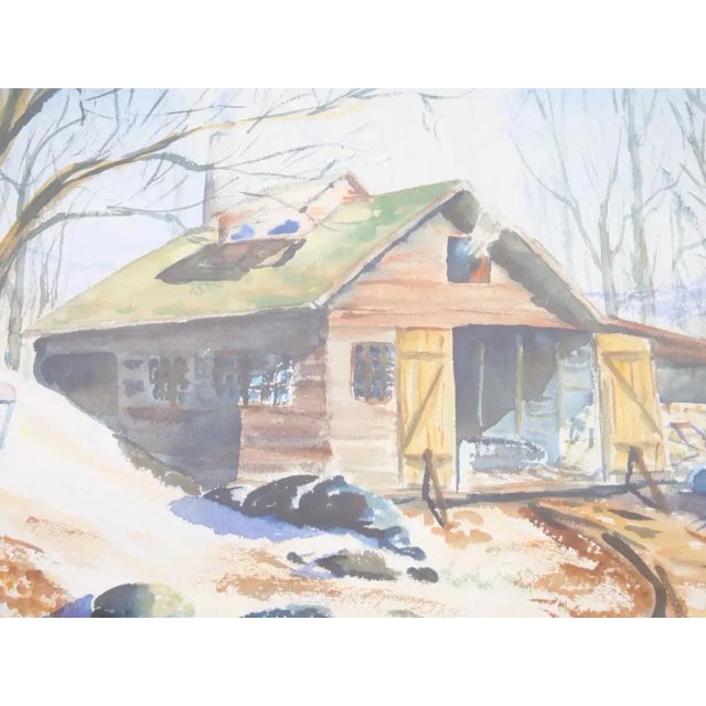 Wood Mid-20th Century Wood Frame Decorative Water Color For Sale - Image 7 of 13