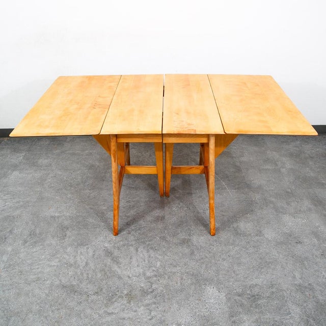 Mid Century Modern Dining Table Solid Maple Gate Leg Drop Heywood Wakefield Leaf For Sale - Image 12 of 12