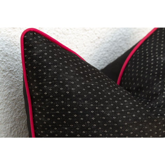 Traditional Kajal Black Dotted Ahir Handloom Pillow For Sale - Image 3 of 6