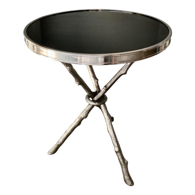 Global Views Silver Twig Side Table With Black Granite Top For Sale