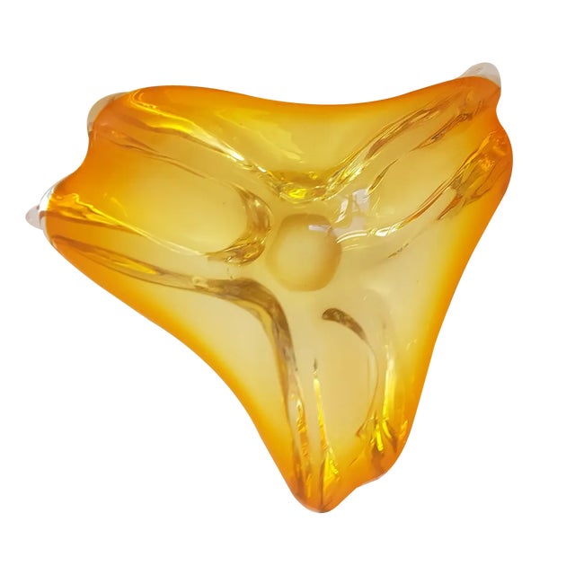 Orange and Gold Coloured Murano Glass Bowl, 1950s For Sale