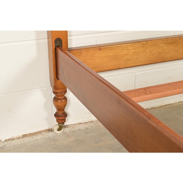 L. & J. G. Stickley Georgian Carved Solid Cherry Wood Full Size Poster Bed, 1957 For Sale - Image 9 of 12