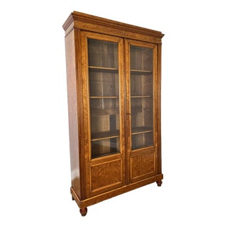 Antique French Glazed Walnut Display Bookcase For Sale