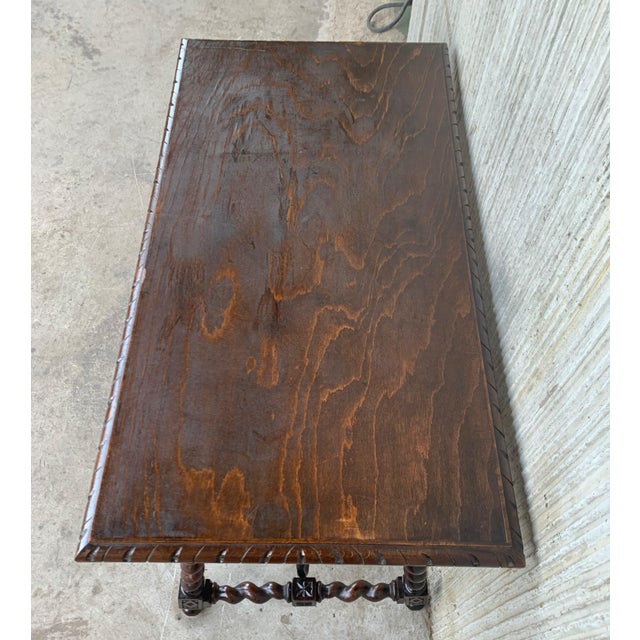 Late 19th Century 19th Spanish Console/Desk With Iron Stretcher and Solomonic Legs For Sale - Image 5 of 12