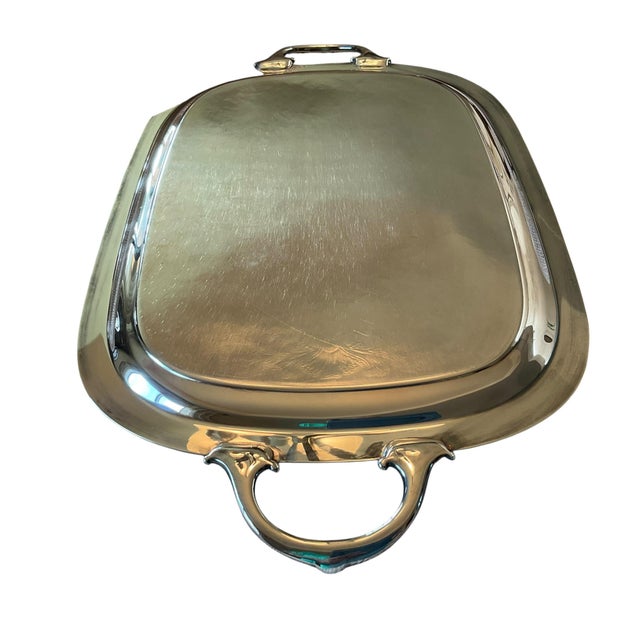 Mid Century Wallace Silverplate Engraved Serving Tray With Handles, 23.5” For Sale - Image 12 of 16