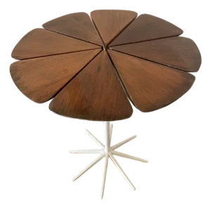 1960s Teak and Steel Petal End Table