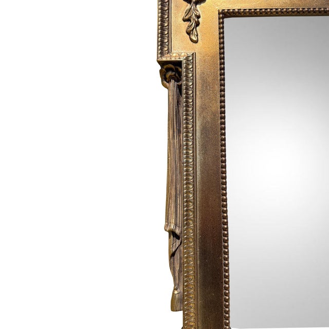 Wood Vintage Neoclassical Giltwood Pier Mantel Mirror With Urn and Rosettes For Sale - Image 7 of 10