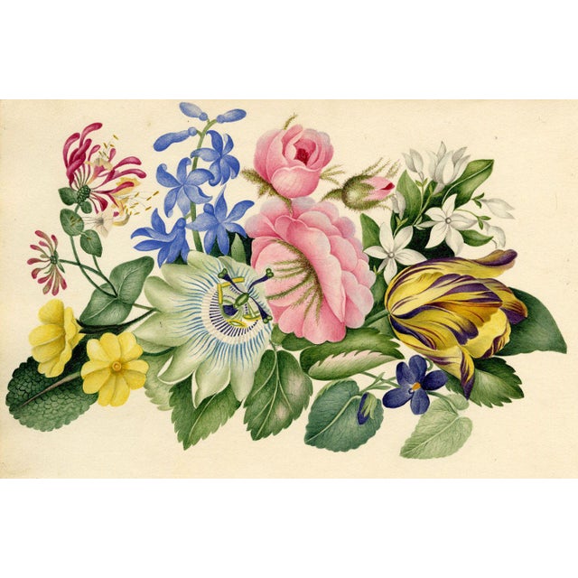 Floriography Poem & Flower Illustration, Early 19th Century, Watercolour For Sale - Image 4 of 4