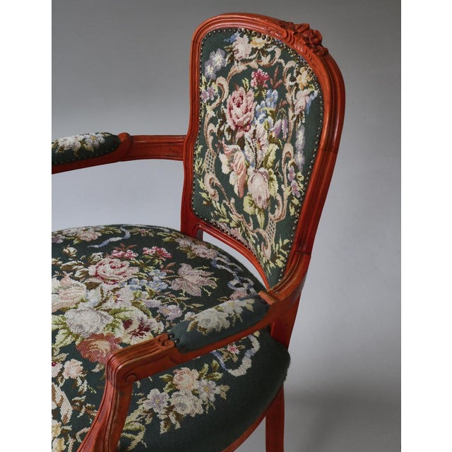 Danish Rococo Style Red Stained Armchair, Early 20th Century For Sale - Image 10 of 18