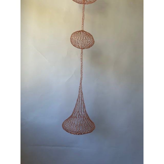 Mid-Century Modern Handmade Copper Wire Sculpture Inspired by the Hand Woven Technique of Ruth Asawa #17 For Sale - Image 3 of 3