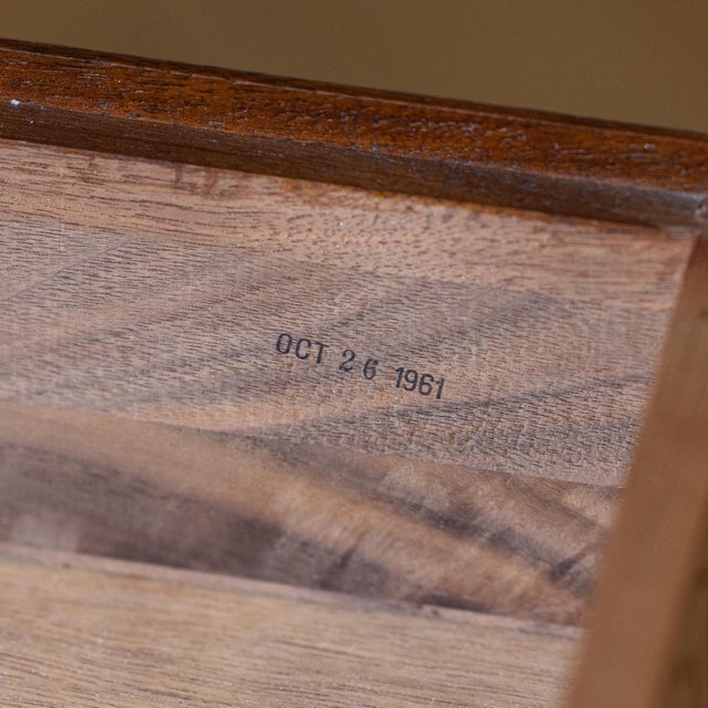 1961 Solid Walnut Mid-Century Modern Low Chest With 4 Drawers, Attributed For Sale - Image 12 of 13