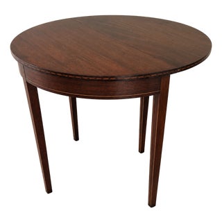 Vintage Federal Style Mahogany Demi Lune Flip-Top Table With Satinwood Inlay For Sale