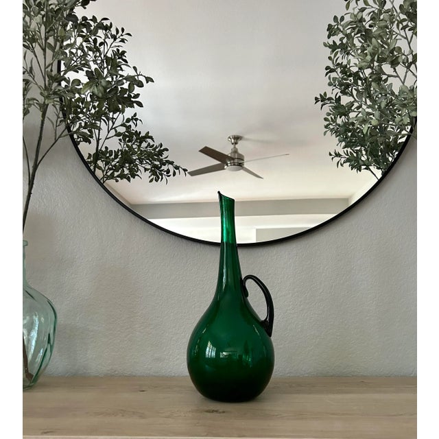 1970's Blenko Decanter Hand Blown Glass - Winslow Anderson - Scarce Chianti Green For Sale - Image 11 of 12