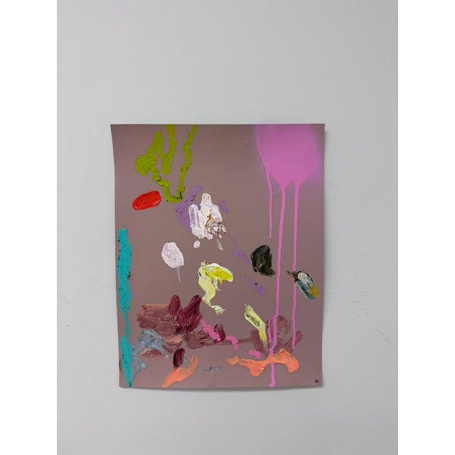 14 x 11 inches - mixed media on paper Acrylic, oil, oil stick, spray paint and graphite on paper Signed on front Signed,...