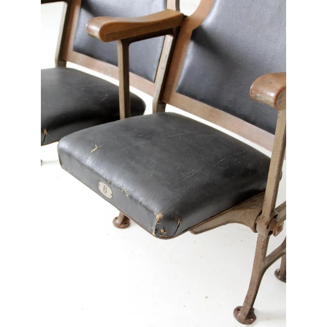 Black Antique Theatre Seats Pair For Sale - Image 8 of 13