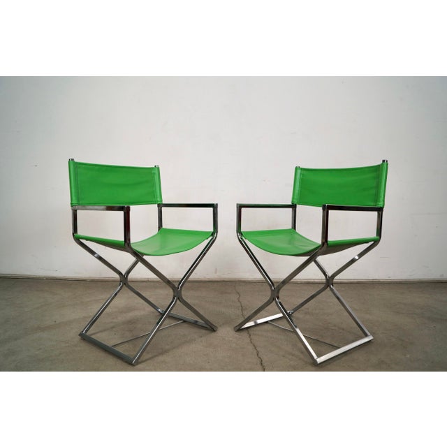 Pair of vintage Midcentury Modern director's chairs for sale. They can be used as dining chairs, side chairs, accent...