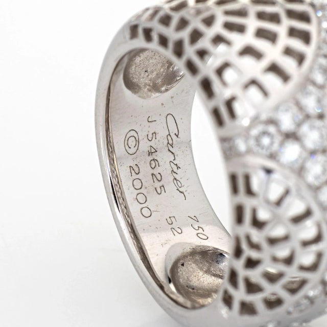 Metal Cartier Nouvelle Vague Paris Ring Diamond 18k White Gold Sz 6 Vintage c2000 For Sale - Image 7 of 7