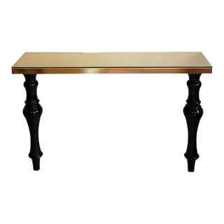 Large Marble & Brass Console Table Italy 1980s For Sale