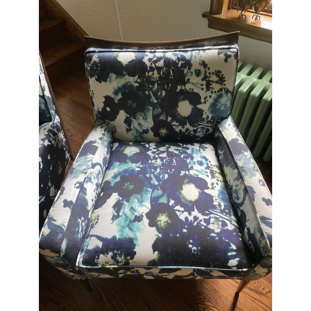 1950s Pair of Custom Upholstered Vintage Paul McCobb for Directional Model 1322 Armchairs For Sale - Image 5 of 9