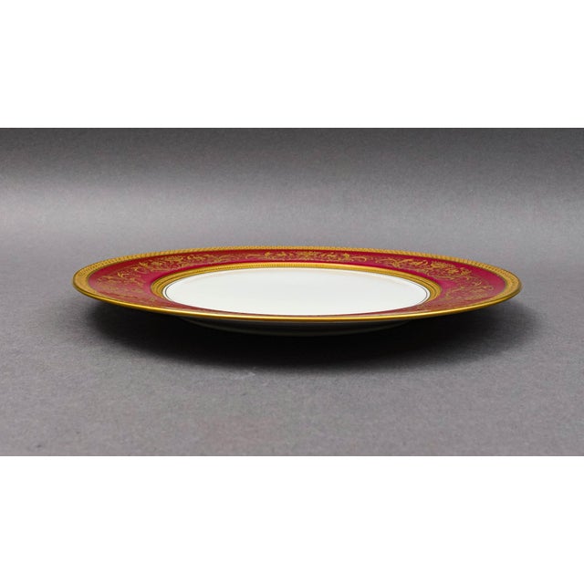 Ceramic Mid 20th Century Puls Czech Fuchsia Gold Encrusted Porcelain Dinner Plates- Set of 5 For Sale - Image 7 of 11