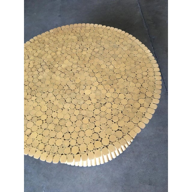 Yellow 1960s Restored Corseted Hour Glass Pole Rattan Coffee Table by McGuire For Sale - Image 8 of 11