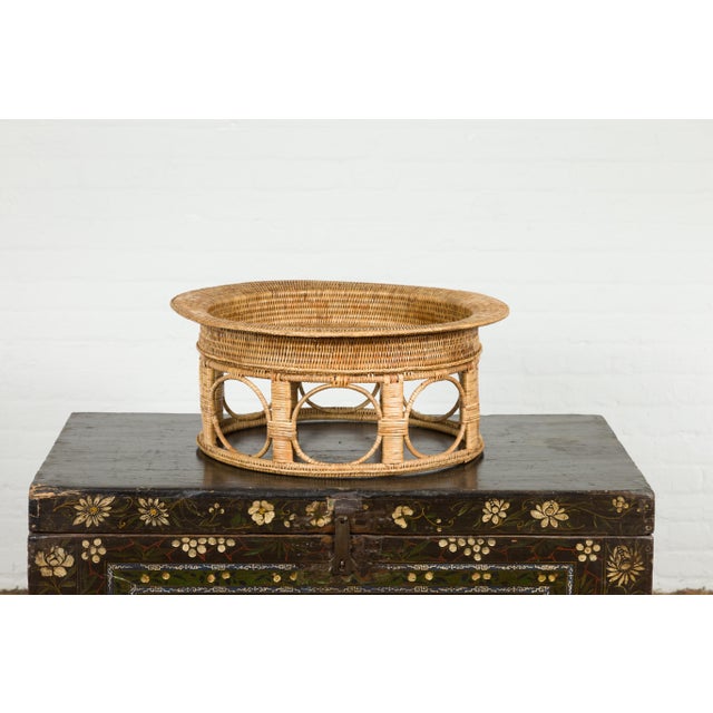 Northern Thai Vintage Woven Rattan Khantok Tray For Sale - Image 12 of 12