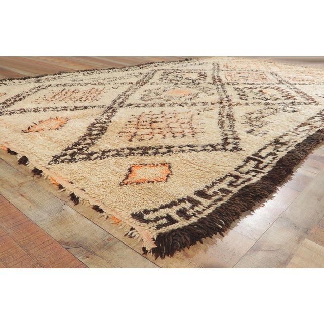 Textile Vintage Moroccan Beni Ourain Rug 07'04 X 13'00 For Sale - Image 7 of 9