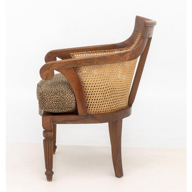 Brown French Empire Style Cane Paneled Walnut Bergere For Sale - Image 8 of 9