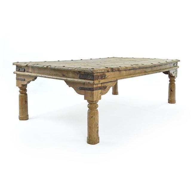 Wood Long Wooden Studded Table Studded For Sale - Image 7 of 7