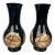 Pair, Vintage Black Onyx & Marble Inset Vases For Sale