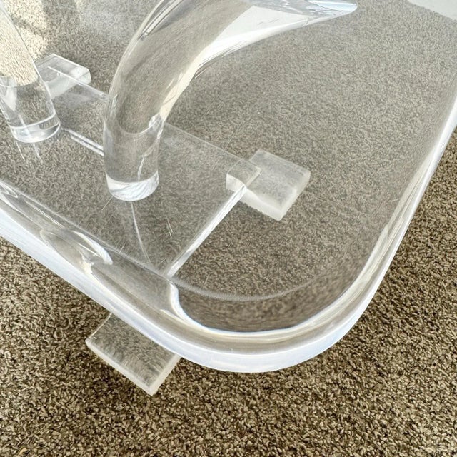Transparent Mid Century Modern Chunky Lucite Coffee Table For Sale - Image 8 of 9