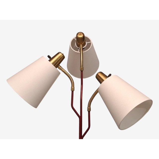 Metal Eskilstuna Elektrofabrik, Floor Lamp, Red Lacquered Metal, Brass, Sweden, 1960s For Sale - Image 7 of 13