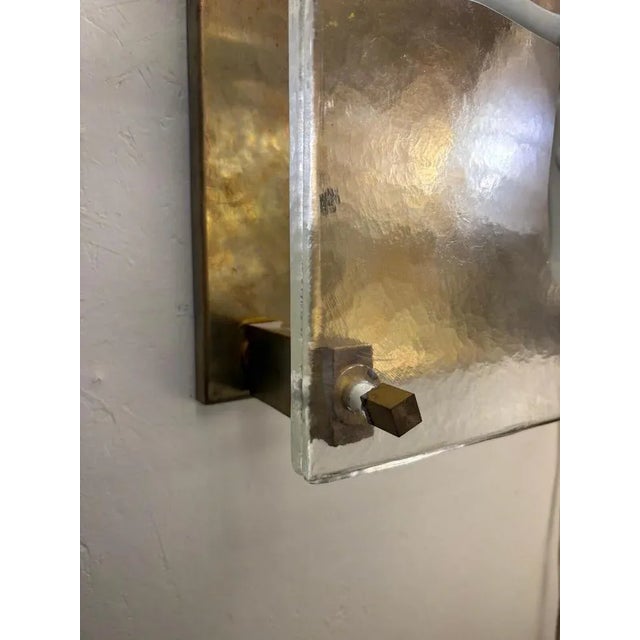 Mid-Century Modern Wall Lights in Glass and Brass, Italy, Set of 2 For Sale - Image 6 of 11