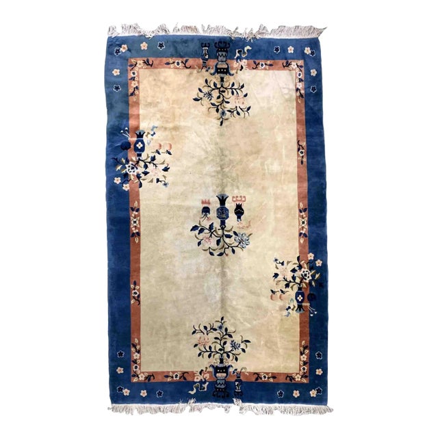 1930s Vintage Handmade Art Deco Chinese Rug For Sale
