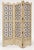 Mid 20th Century A Vintage Distressed White Three-Panel Asian Folding Screen With Floral Metal Inserts. For Sale - Image 5 of 5