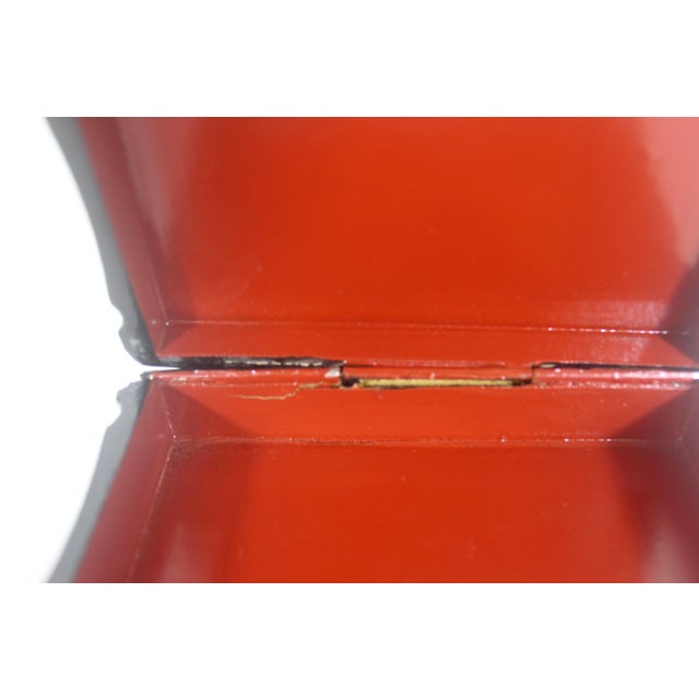 Black Vintage Signed Hand Painted Laquered Box For Sale - Image 8 of 9