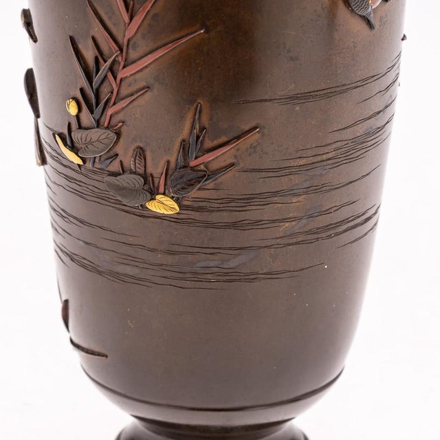 Antique Japanese Meiji Inlaid Bronze Ovoid Vases by Miyabe, 19th Century, Set of 2 For Sale - Image 16 of 18