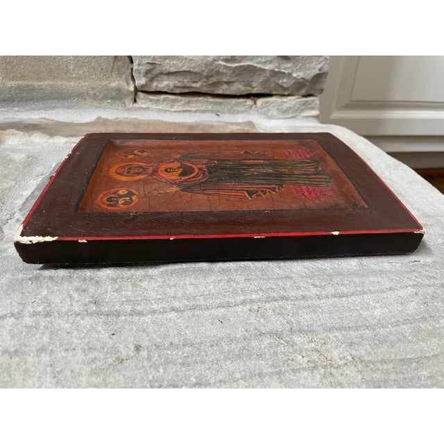 Antique Hand Painted Virgin Mary, Our Lady of the Sign, Mary With Christ Child, Panagia Faneromeni of Yaroslavl, Madonna of the Sign, Religious Art For Sale - Image 13 of 18