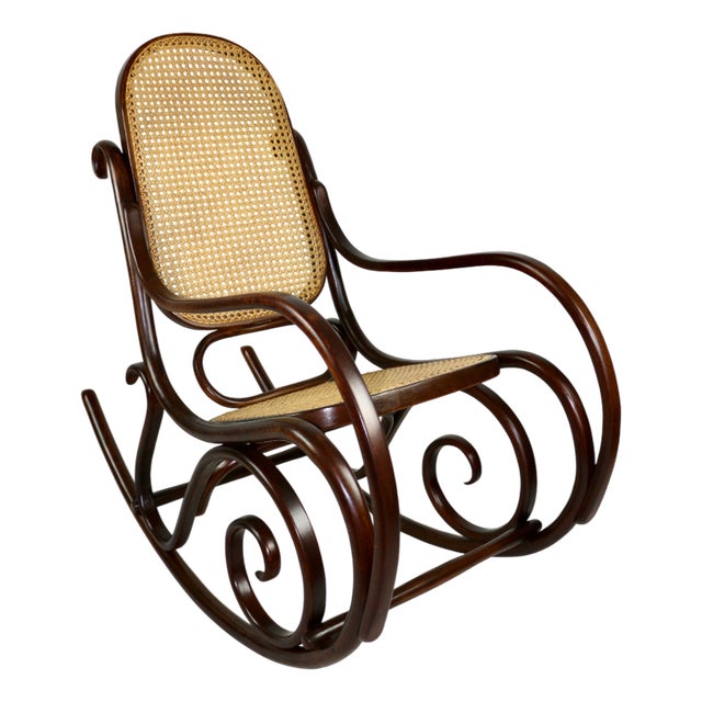 Vintage Brown Rocking Chair by Michael Thonet For Sale