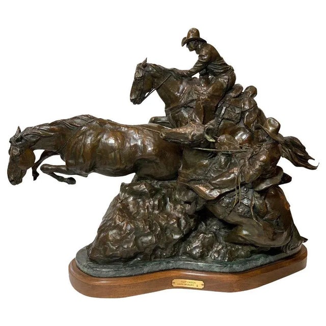 Late 20th Century Late 20th Century "Deep Catch" Western Bronze Sculpture by Herb Mignery For Sale - Image 5 of 5