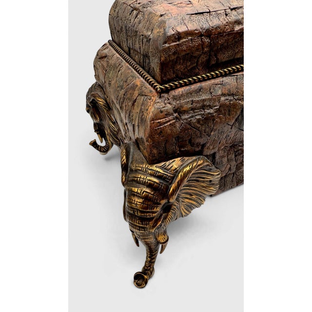 Maitland Smith Elephant Box With Brass Mounts For Sale - Image 13 of 14