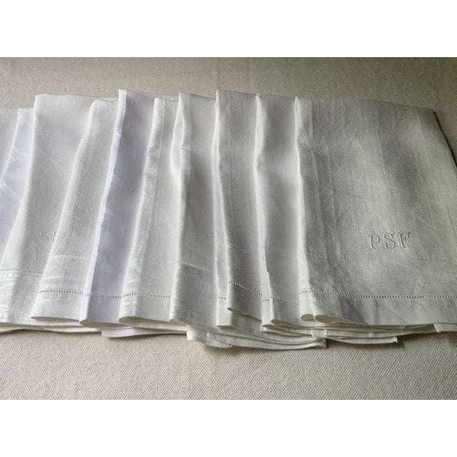 French Monogrammed Linen Shaving Hand Towels, PSF & BHG Monograms, Set of 8 | C. 1900 For Sale - Image 9 of 18