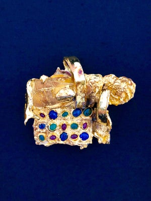 Igael Tumarkin, Gold Gilt Bronze Sculpture Brooch Art Israeli Tumarkin Abstract Surrealist, c.1960s-1970s