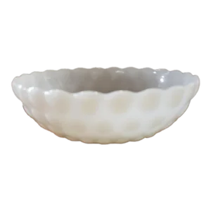 Vintage Anchor Hocking White Milk Glass Bubble Pattern Serving Bowl